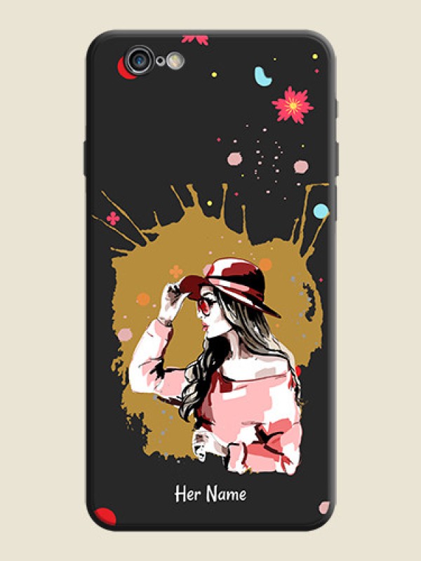 Custom Mordern Lady With Color Splash Background With Custom Text On Space Black Personalized Soft Matte Phone Covers -Apple Iphone 6S Plus - alternate view