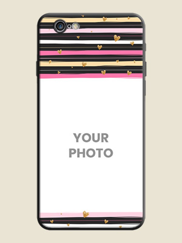 Custom Multicolor Lines and Golden Love Symbols Design - Photo on Space Black Soft Matte Mobile Cover - iPhone 6S - alternate view