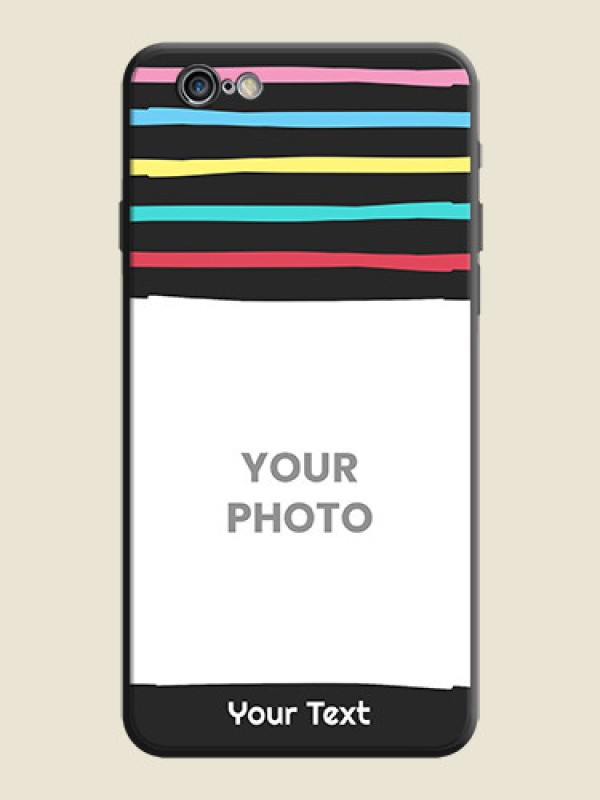 Custom Multicolor Lines with Image on Space Black Personalized Soft Matte Phone Covers - iPhone 6S - alternate view