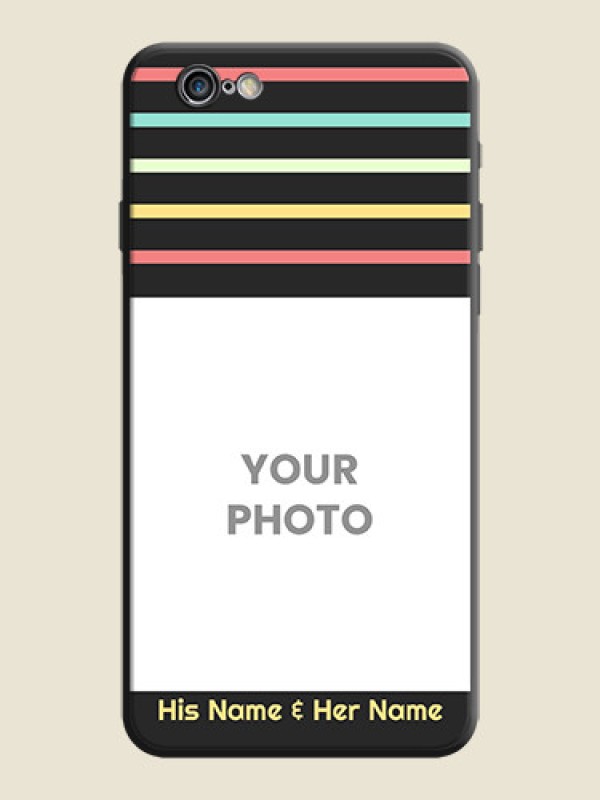 Custom Color Stripes with Photo and Text - Photo on Space Black Soft Matte Mobile Case - iPhone 6S - alternate view
