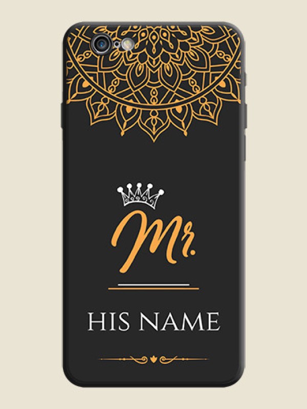 Custom Mr Name with Floral Design  on Personalised Space Black Soft Matte Cases - iPhone 6S - alternate view