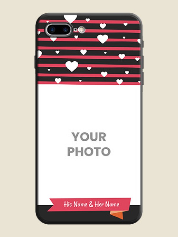 Custom White Color Love Symbols with Pink Lines Pattern on Space Black Custom Soft Matte Phone Cases - iPhone 7 Plus - alternate view