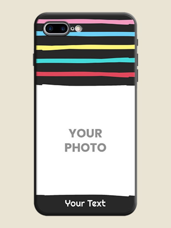 Custom Multicolor Lines with Image on Space Black Personalized Soft Matte Phone Covers - iPhone 7 Plus - alternate view