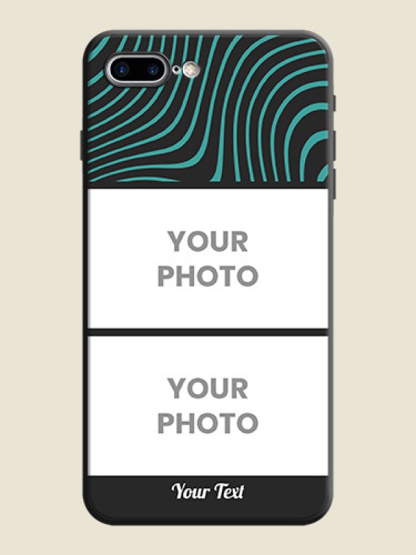 Custom Wave Pattern with 2 Image Holder on Space Black Personalized Soft Matte Phone Covers - iPhone 7 Plus - alternate view