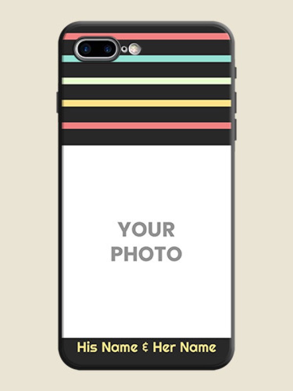 Custom Color Stripes with Photo and Text - Photo on Space Black Soft Matte Mobile Case - iPhone 7 Plus - alternate view