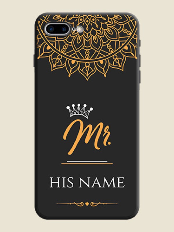 Custom Mr Name with Floral Design  on Personalised Space Black Soft Matte Cases - iPhone 7 Plus - alternate view