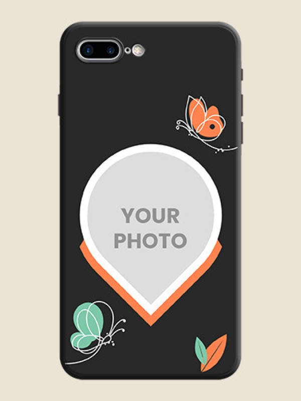 Custom Upload Pic With Simple Butterly Design On Space Black Personalized Soft Matte Phone Covers -Apple Iphone 7 Plus - alternate view