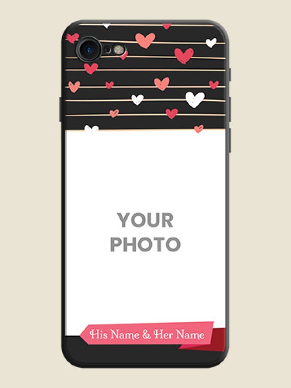 Custom Love Pattern with Name on Pink Ribbon  - Photo on Space Black Soft Matte Back Cover - iPhone 7 - alternate view