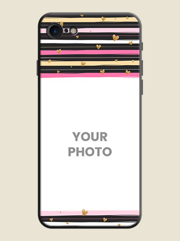 Custom Multicolor Lines and Golden Love Symbols Design - Photo on Space Black Soft Matte Mobile Cover - iPhone 7 - alternate view