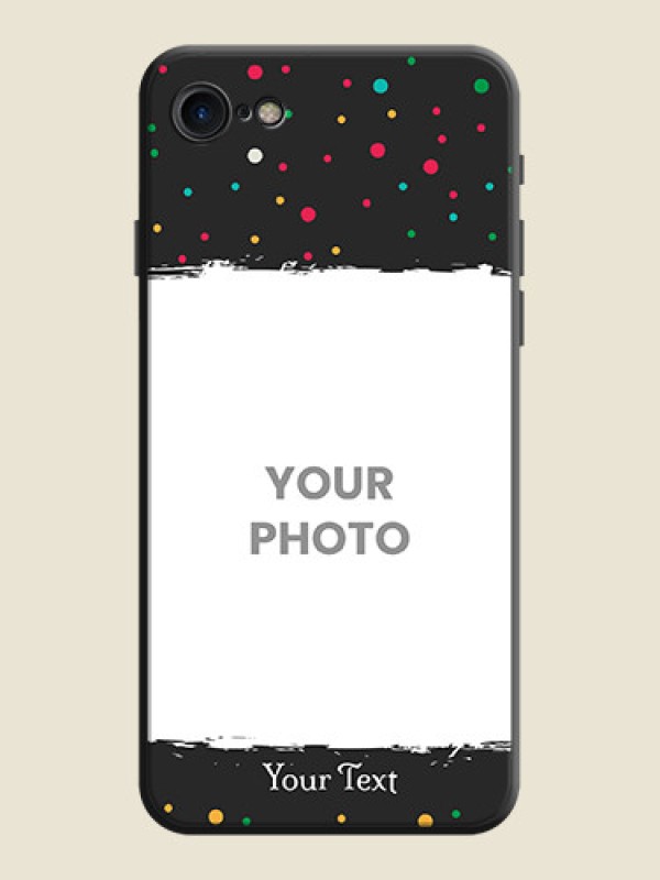 Custom Multicolor Dotted Pattern with Text on Space Black Custom Soft Matte Phone Back Cover - iPhone 7 - alternate view