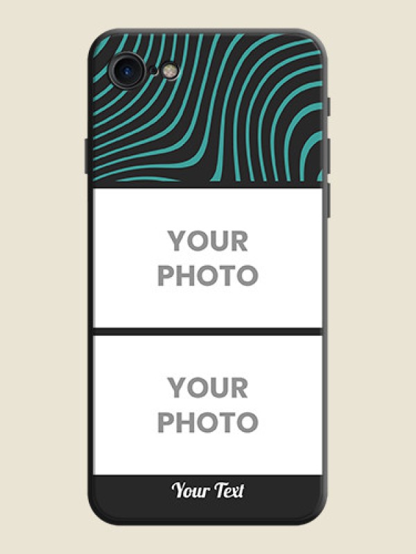 Custom Wave Pattern with 2 Image Holder on Space Black Personalized Soft Matte Phone Covers - iPhone 7 - alternate view