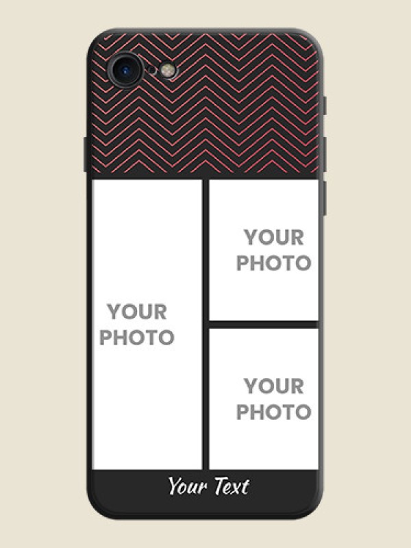 Custom Wave Pattern with 3 Image Holder on Space Black Custom Soft Matte Back Cover - iPhone 7 - alternate view