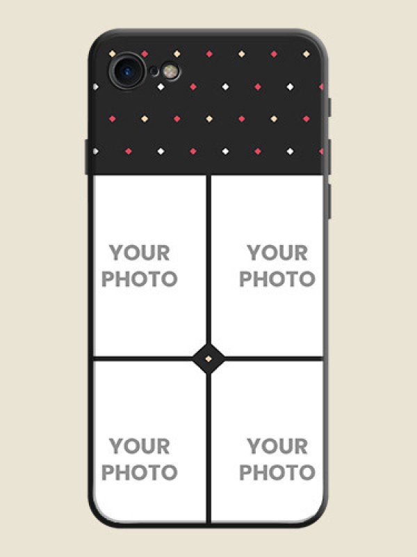 Custom Multicolor Dotted Pattern with 4 Image Holder on Space Black Custom Soft Matte Phone Cases - iPhone 7 - alternate view