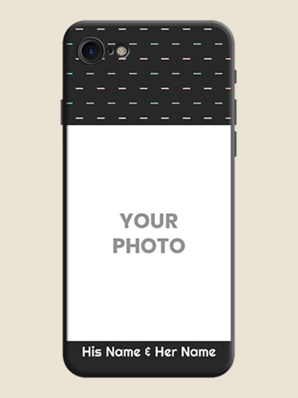 Custom Line Pattern Design with Text on Space Black Custom Soft Matte Phone Back Cover - iPhone 7 - alternate view