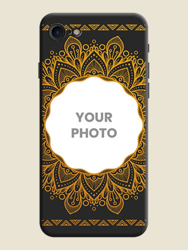 Custom Round Image with Floral Design - Photo on Space Black Soft Matte Mobile Cover - iPhone 7 - alternate view