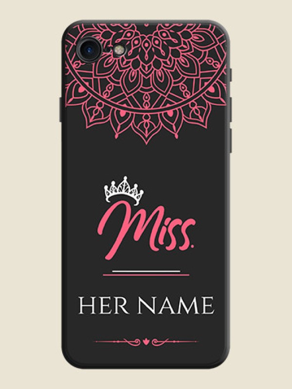 Custom Mrs Name with Floral Design on Space Black Personalized Soft Matte Phone Covers - iPhone 7 - alternate view