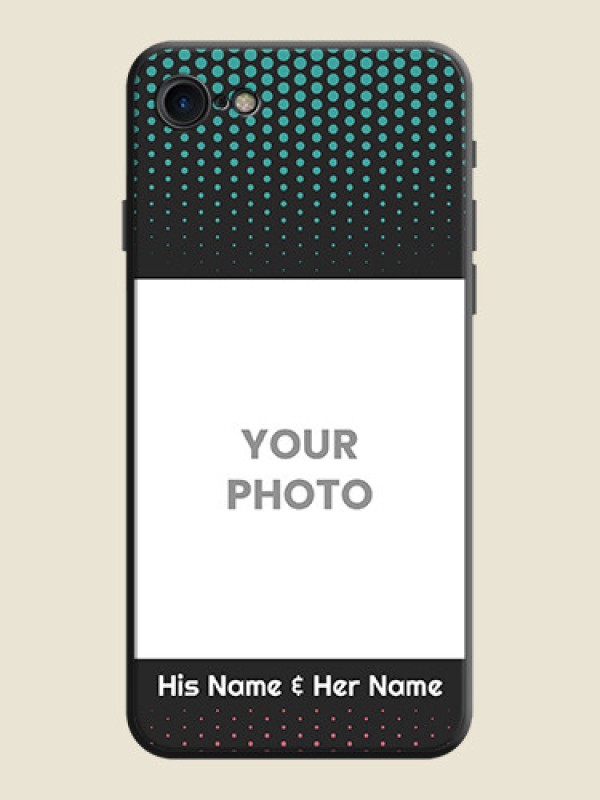 Custom Faded Dots with Grunge Photo Frame and Text on Space Black Custom Soft Matte Phone Cases - iPhone 7 - alternate view