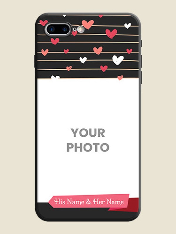 Custom Love Pattern with Name on Pink Ribbon  - Photo on Space Black Soft Matte Back Cover - iPhone 8 Plus - alternate view