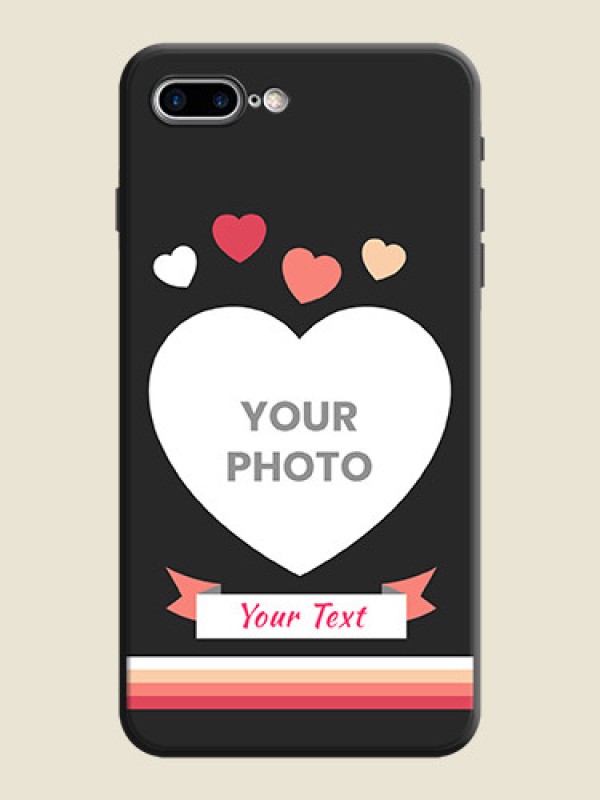 Custom Love Shaped Photo with Colorful Stripes on Personalised Space Black Soft Matte Cases - iPhone 8 Plus - alternate view