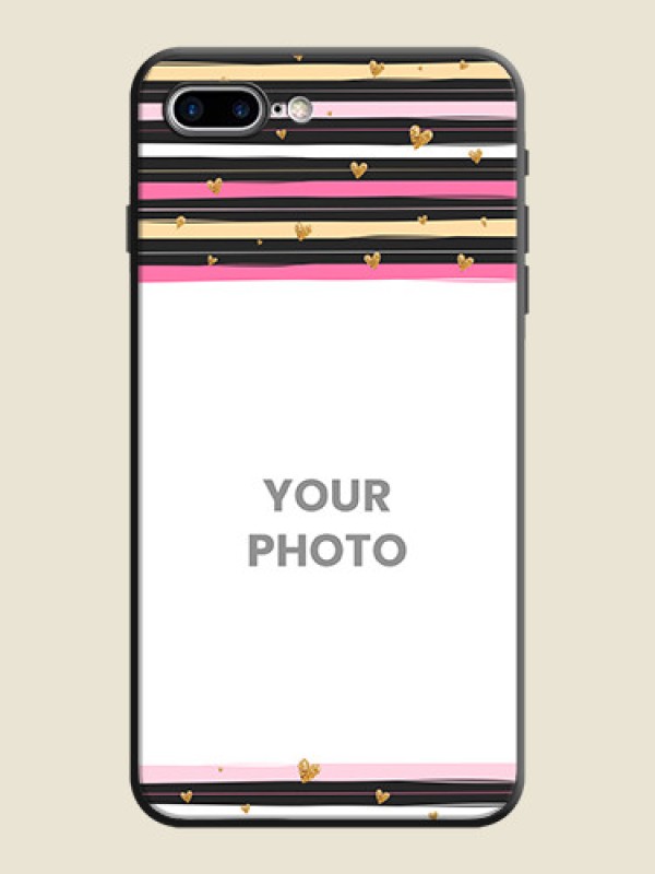 Custom Multicolor Lines and Golden Love Symbols Design - Photo on Space Black Soft Matte Mobile Cover - iPhone 8 Plus - alternate view