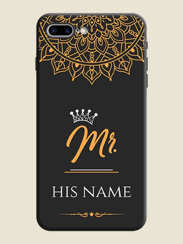 Custom Mr Name with Floral Design  on Personalised Space Black Soft Matte Cases - iPhone 8 Plus - alternate view