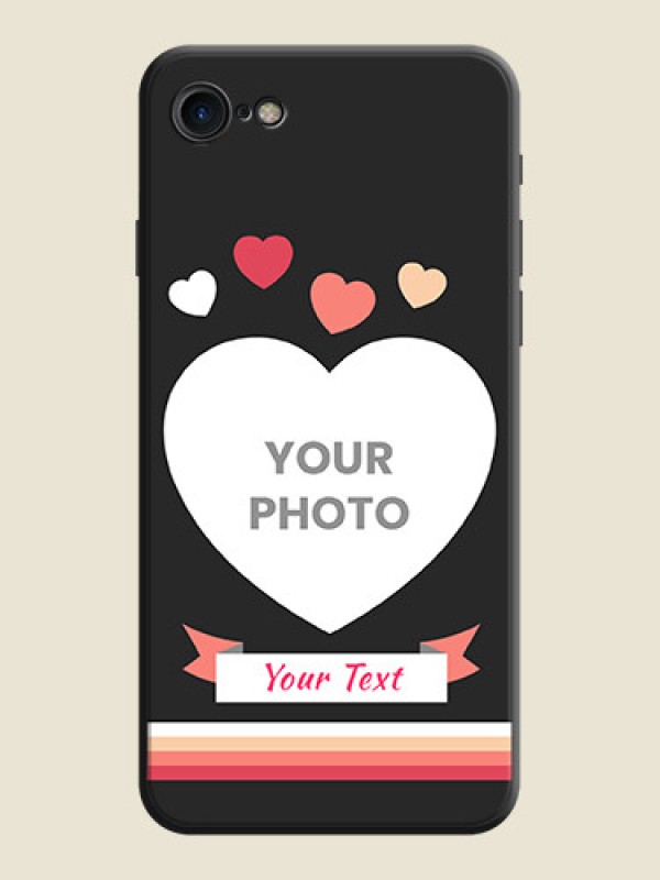 Custom Love Shaped Photo with Colorful Stripes on Personalised Space Black Soft Matte Cases - iPhone 8 - alternate view
