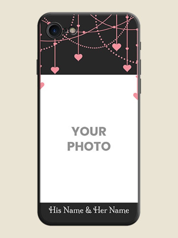 Custom Pink Love Hangings with Text on Space Black Custom Soft Matte Back Cover - iPhone 8 - alternate view
