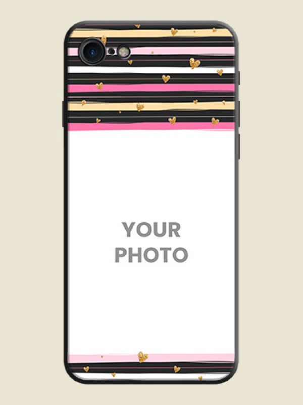 Custom Multicolor Lines and Golden Love Symbols Design - Photo on Space Black Soft Matte Mobile Cover - iPhone 8 - alternate view