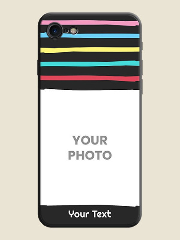 Custom Multicolor Lines with Image on Space Black Personalized Soft Matte Phone Covers - iPhone 8 - alternate view