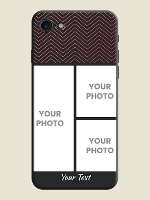 Custom Wave Pattern with 3 Image Holder on Space Black Custom Soft Matte Back Cover - iPhone 8 - alternate view