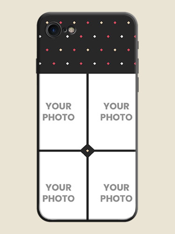 Custom Multicolor Dotted Pattern with 4 Image Holder on Space Black Custom Soft Matte Phone Cases - iPhone 8 - alternate view