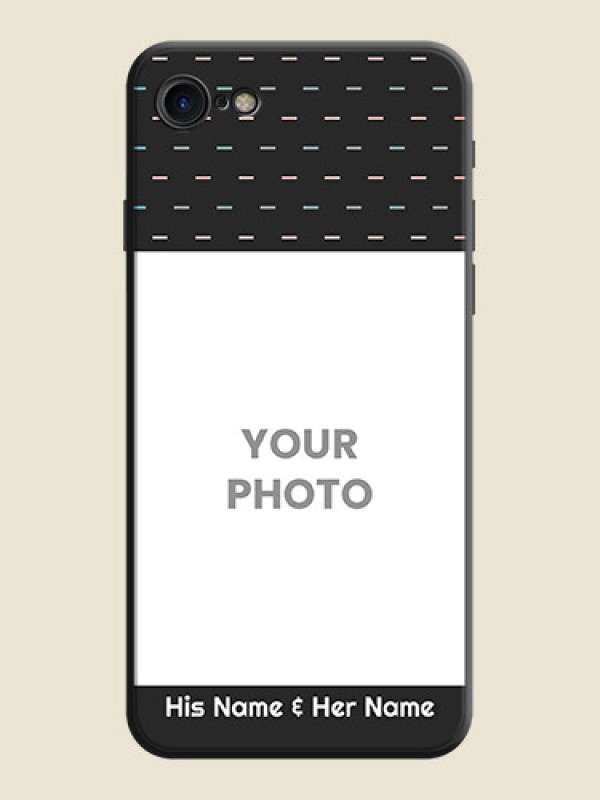 Custom Line Pattern Design with Text on Space Black Custom Soft Matte Phone Back Cover - iPhone 8 - alternate view