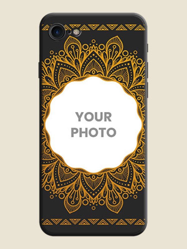 Custom Round Image with Floral Design - Photo on Space Black Soft Matte Mobile Cover - iPhone 8 - alternate view
