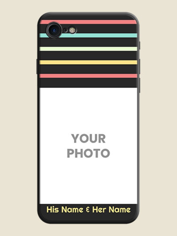 Custom Color Stripes with Photo and Text - Photo on Space Black Soft Matte Mobile Case - iPhone 8 - alternate view