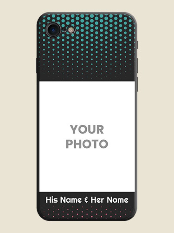 Custom Faded Dots with Grunge Photo Frame and Text on Space Black Custom Soft Matte Phone Cases - iPhone 8 - alternate view