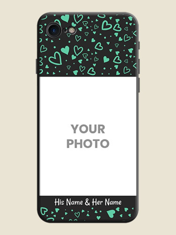 Custom Sea Green Indefinite Love Pattern - Photo on Space Black Soft Matte Mobile Cover - iPhone SE 2020 - alternate view