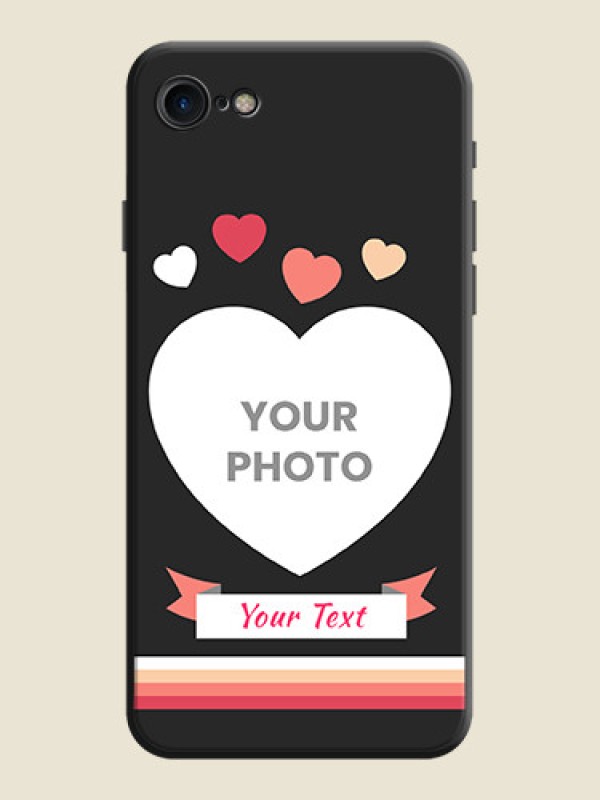 Custom Love Shaped Photo with Colorful Stripes on Personalised Space Black Soft Matte Cases - iPhone SE 2020 - alternate view