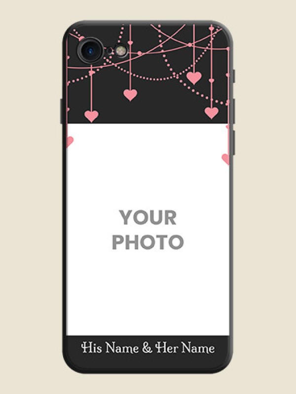 Custom Pink Love Hangings with Text on Space Black Custom Soft Matte Back Cover - iPhone SE 2020 - alternate view