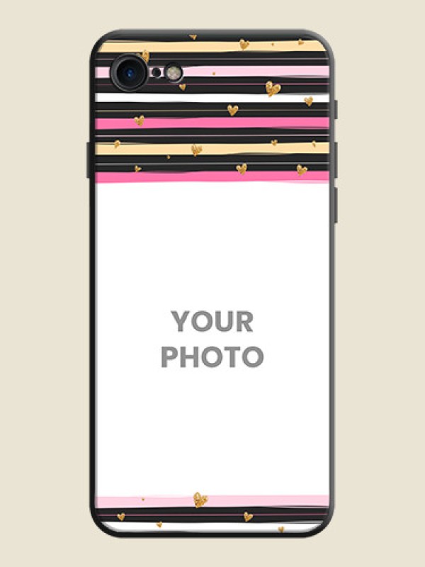 Custom Multicolor Lines and Golden Love Symbols Design - Photo on Space Black Soft Matte Mobile Cover - iPhone SE 2020 - alternate view