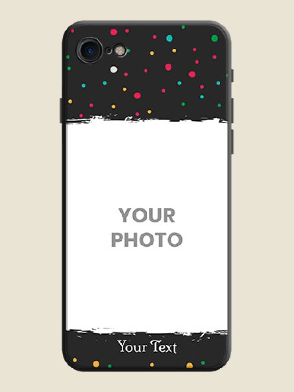 Custom Multicolor Dotted Pattern with Text on Space Black Custom Soft Matte Phone Back Cover - iPhone SE 2020 - alternate view