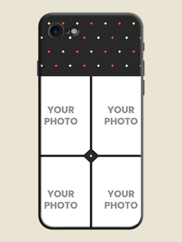 Custom Multicolor Dotted Pattern with 4 Image Holder on Space Black Custom Soft Matte Phone Cases - iPhone SE 2020 - alternate view