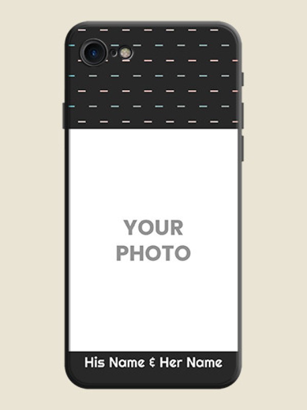 Custom Line Pattern Design with Text on Space Black Custom Soft Matte Phone Back Cover - iPhone SE 2020 - alternate view