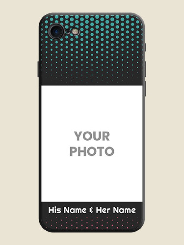 Custom Faded Dots with Grunge Photo Frame and Text on Space Black Custom Soft Matte Phone Cases - iPhone SE 2020 - alternate view
