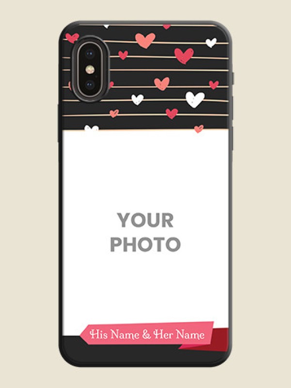 Custom Love Pattern with Name on Pink Ribbon  - Photo on Space Black Soft Matte Back Cover - iPhone X - alternate view