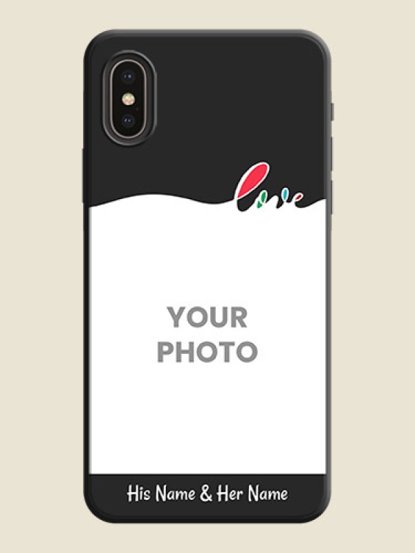 Custom Fall in Love Pattern with Picture - Photo on Space Black Soft Matte Mobile Case - iPhone X - alternate view