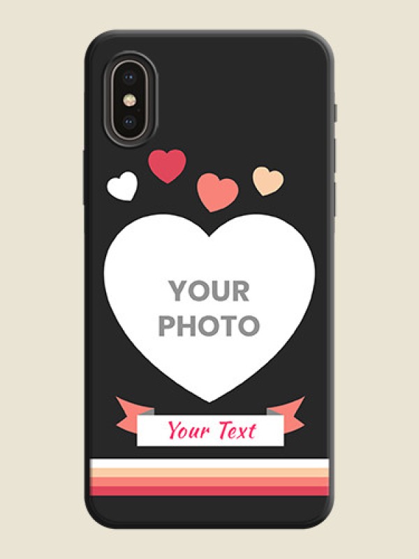 Custom Love Shaped Photo with Colorful Stripes on Personalised Space Black Soft Matte Cases - iPhone X - alternate view