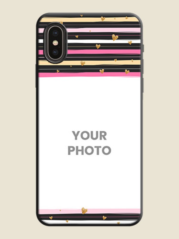 Custom Multicolor Lines and Golden Love Symbols Design - Photo on Space Black Soft Matte Mobile Cover - iPhone X - alternate view