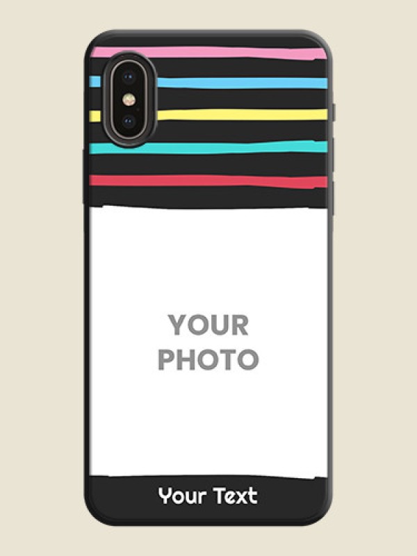 Custom Multicolor Lines with Image on Space Black Personalized Soft Matte Phone Covers - iPhone X - alternate view
