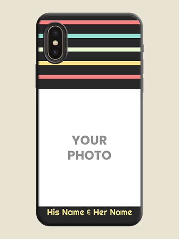 Custom Color Stripes with Photo and Text - Photo on Space Black Soft Matte Mobile Case - iPhone X - alternate view