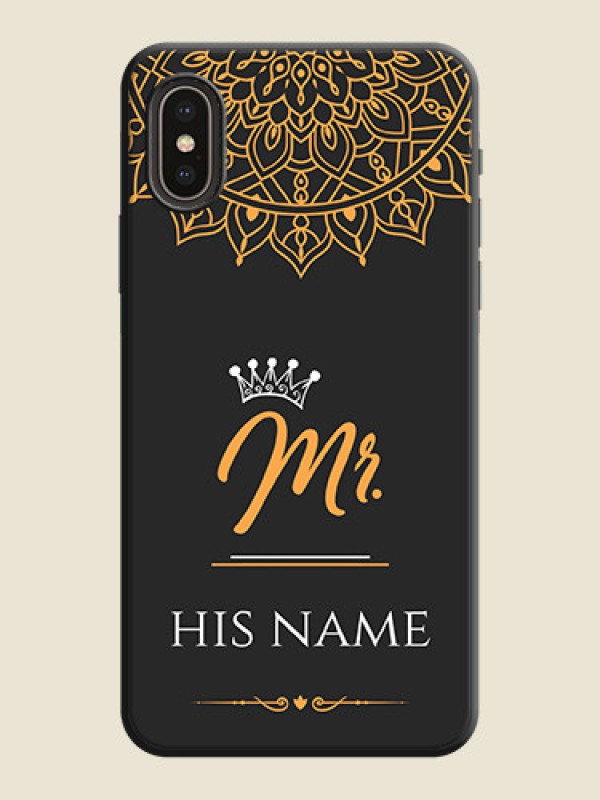 Custom Mr Name with Floral Design  on Personalised Space Black Soft Matte Cases - iPhone X - alternate view